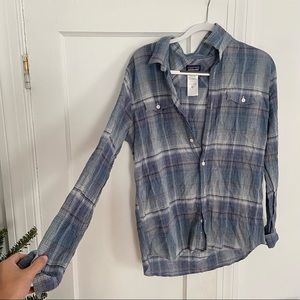 Patagonia - Mens Long Sleeve Plaid Shirt - Blue - Size L